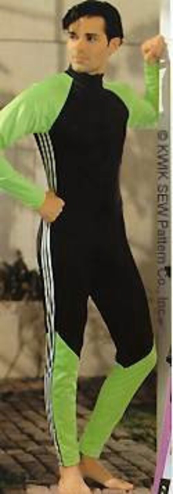 Vintage 1990s Zip Front Wetsuit Pattern Raglan Sleeves Two Vintage 1990s Zip Front Wetsuit Pattern Raglan Sleeves Two