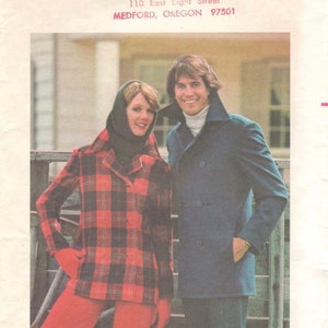 Butterick 4475 1970-tals herrdubbelknäppt peacoatmönster nautisk jacka vintage sömnadsmönster för vuxna bröst 36 eller bröst 40 oklippt