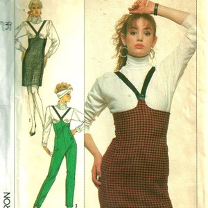 Simplicity 8739 1980s Empire Waist Suspender Slim Skirt and Pants Pattern Womens Vintage Sewing Pattern Size 6 8 10 Bust 30 31 32 UNCUT