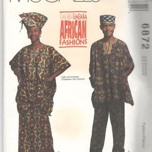 McCalls 6872 P472 Boys Girls Tunic Skirt Pants Pattern Authentic African EMEABA Childs Teens Sewing Pattern Size S M L Breast Chest 26 - 32