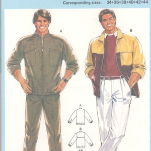 Burda 7465 Mens Zip Front Jacket and Pants Pattern Adult Teen Vintage  Sewing Pattern Chest 34 36 38 40 42 44 UNCUT