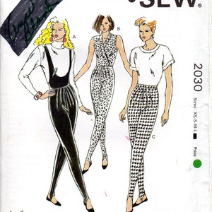 Kwik Sew 2030 Misses Stirrup Jumpsuit Pull on Pants Pattern V or Low U ...