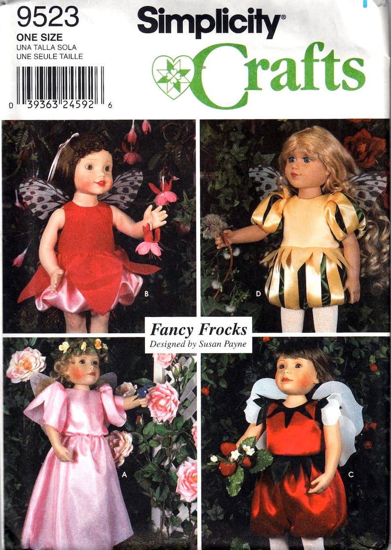 Simplicity 9523 Fairy DOLL CLOTHES Sewing Pattern for 18 Inch Doll ...