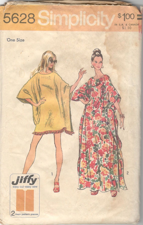 Simplicity 5628 1970s Jiffy Misses CAFTAN Pattern 2 Lengths | Etsy