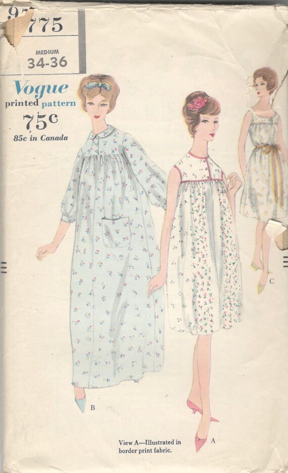 Vogue 9775 1950s Misses Nightgown 