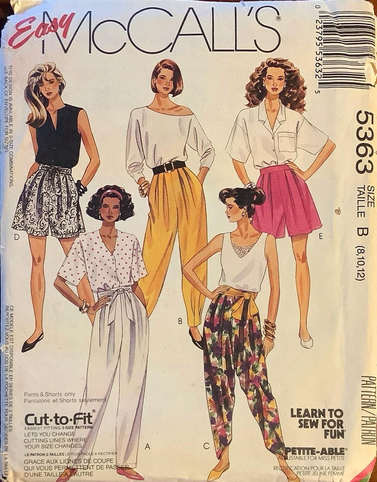 Mccalls 5363 Misses Loose Fitting Yoga Harem Zouave Pants or