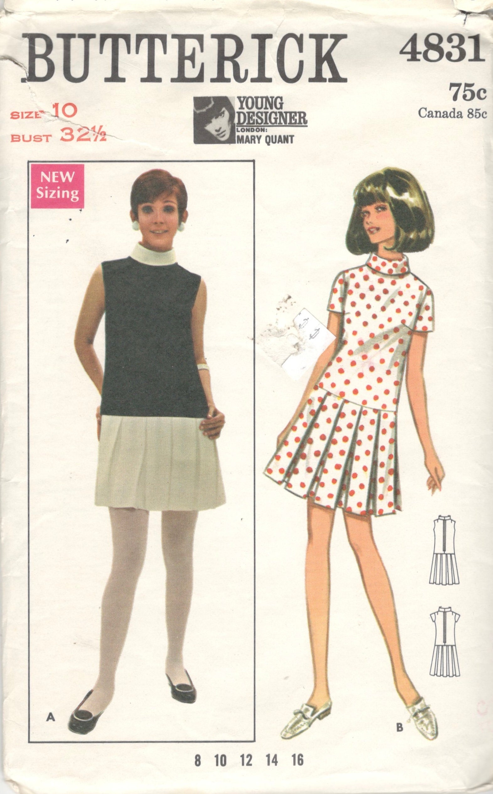 1960s Butterick 4420 Young Designer Mary Quant Vintage Sewing Pattern Mod  Dress