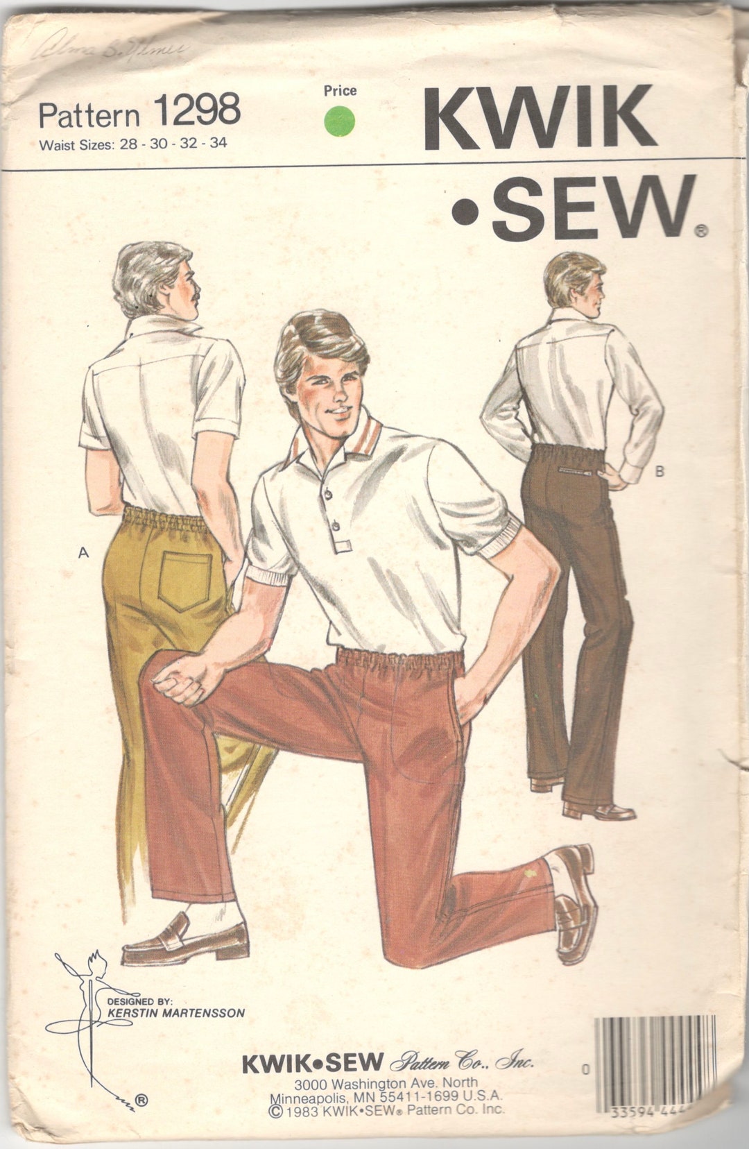 Kwik Sew 1298 1980s Mens Pull on Pants Pattern Adult Vintage Sewing ...