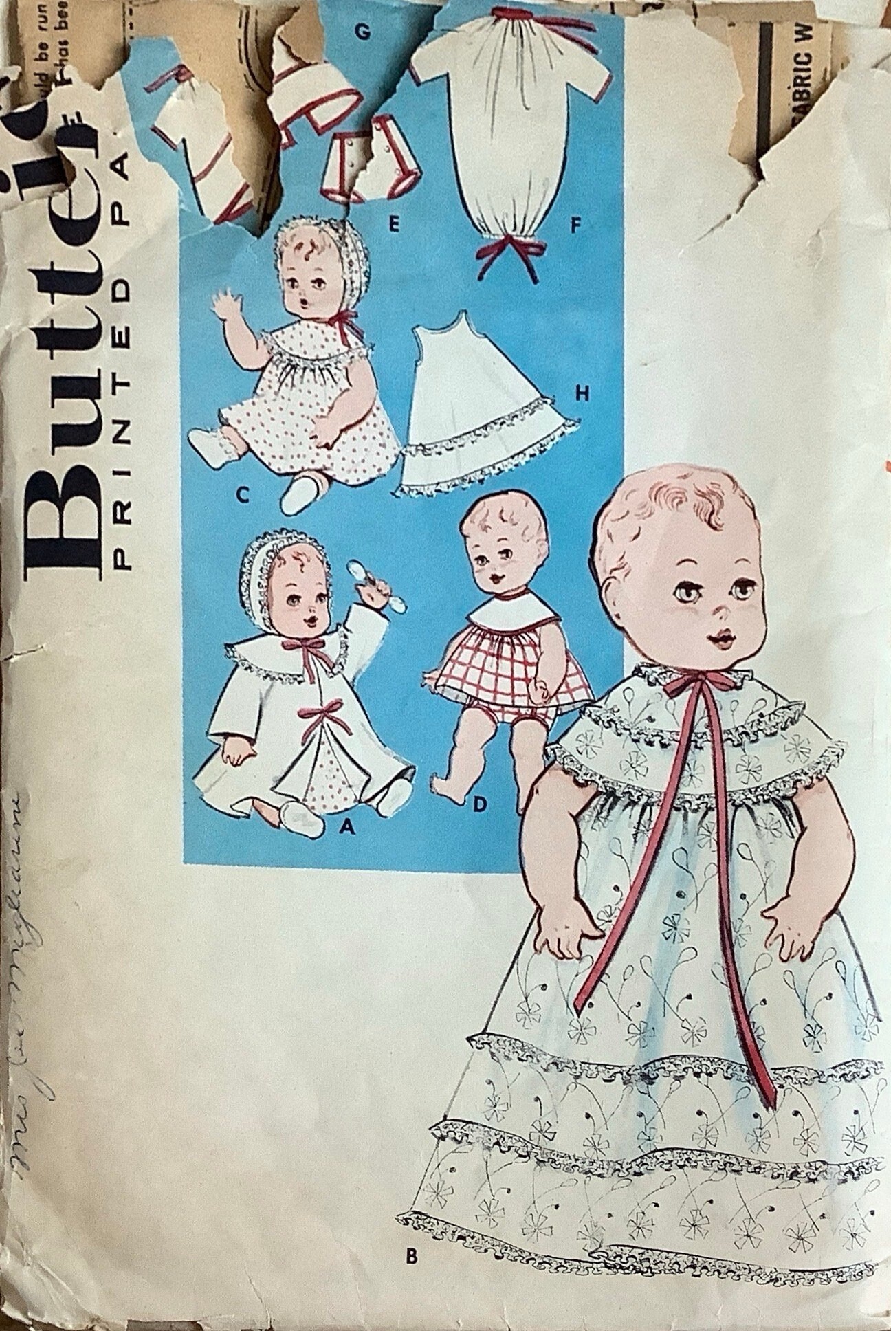 1960s Butterick 9196 Baby Doll Clothes Pattern Coat Bonnet Dresses
