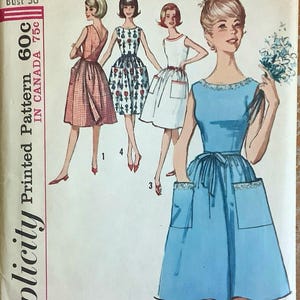 Simplicity 5460, modello per abito senza maniche anni &#39;60, gonna ampia, scollo a V, schiena scoperta, modello da cucito vintage da donna, taglia 16, busto 36, non tagliato