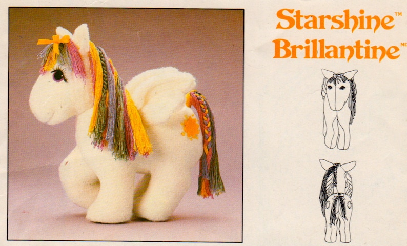Butterick 3212 1980s My Little Pony Pattern STARSHINE 11 1/2 inches Vintage Stuffed Animal Sewing Pattern UNCUT image 2