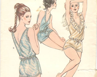 1980s Kwik Sew 1327 Misses Lingerie Sleep Teddy Womens Vintage Sewing Pattern Size XS S M L Bust  31 - 41