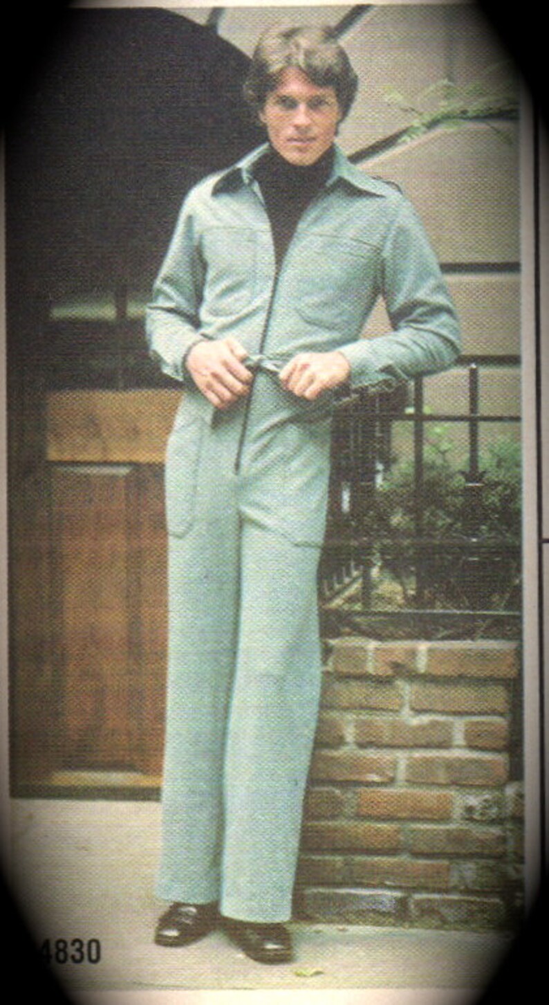 McCalls 4830 1970s Mens Straight Leg Zip Front Jumpsuit Etsy