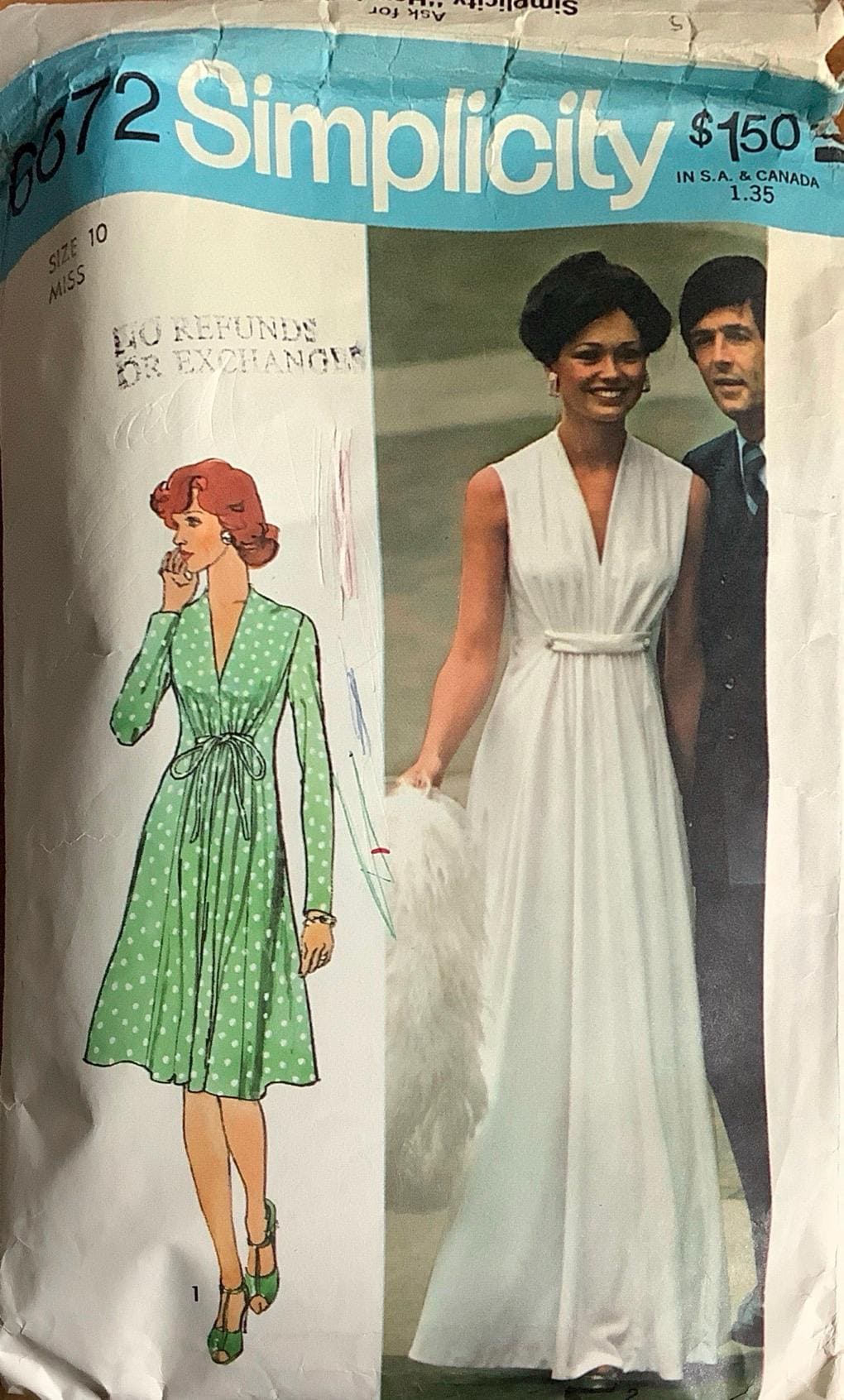 Simplicity 6672 Elegant V Neck Dress Pattern Designer