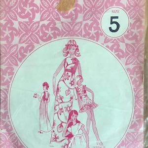 Patterns Pacifica 324 1970s Junior Petite Luau Mini Maxi Dress Tunic Pattern  Womens Vintage Sewing Pattern Size 5 Bust 31