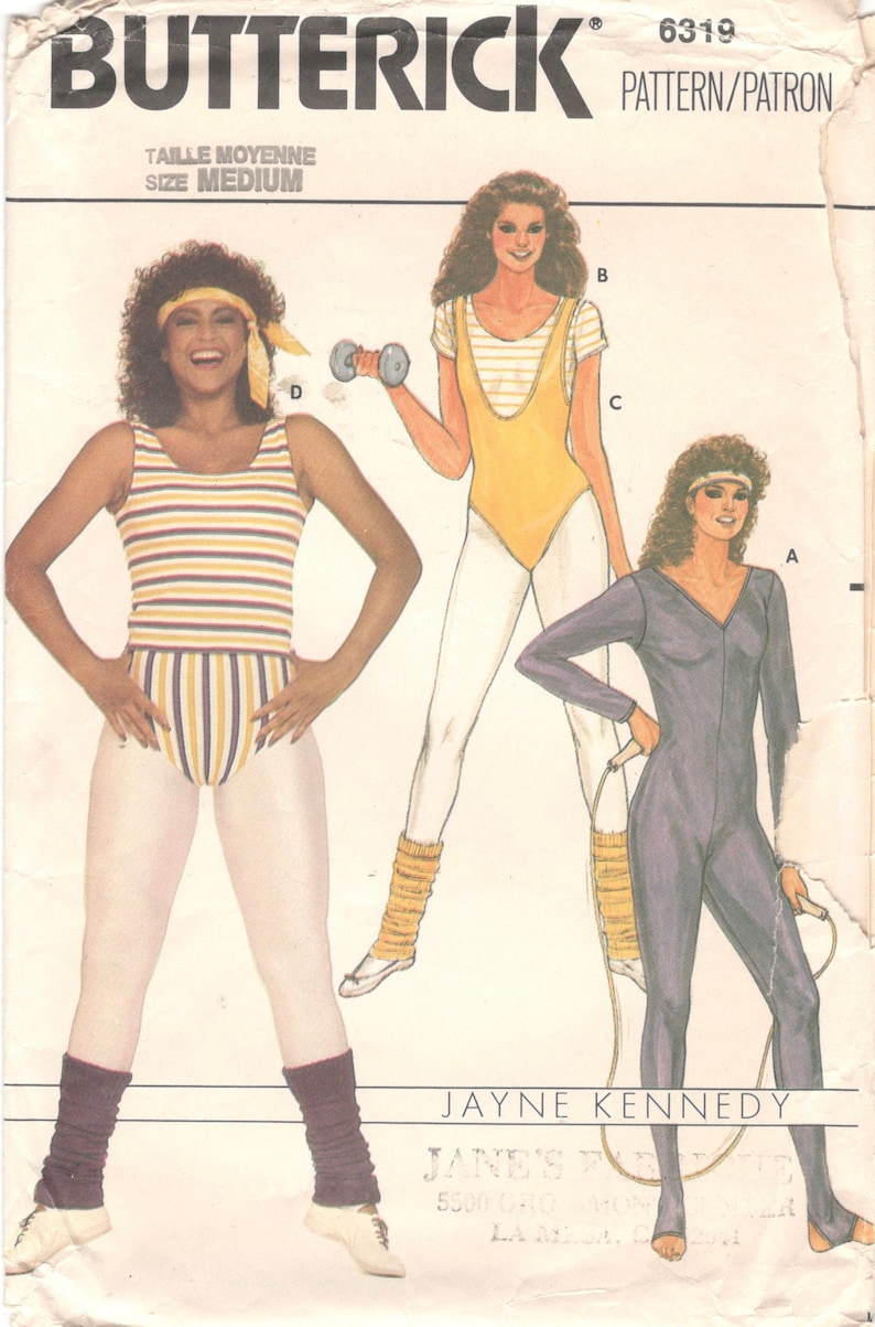 Butterick 6319 1980s Misses Full Bodysuit Top and Briefs Pattern JAYNE KENNEDY Vintage Sewing Pattern Size Medium Or Small image 1