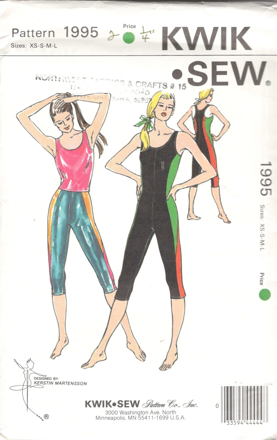 Kwik Sew 1995 1980s Misses Unitard Tights and Tank Top Pattern Womens ...