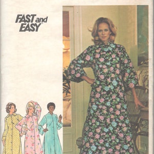 1970s Butterick 4558 Misses Tent Shape Robe Pattern Two Lengths Housecoat Fast and Easy Womens Vintage Sewing Size 10 Bust 32 UNCUT