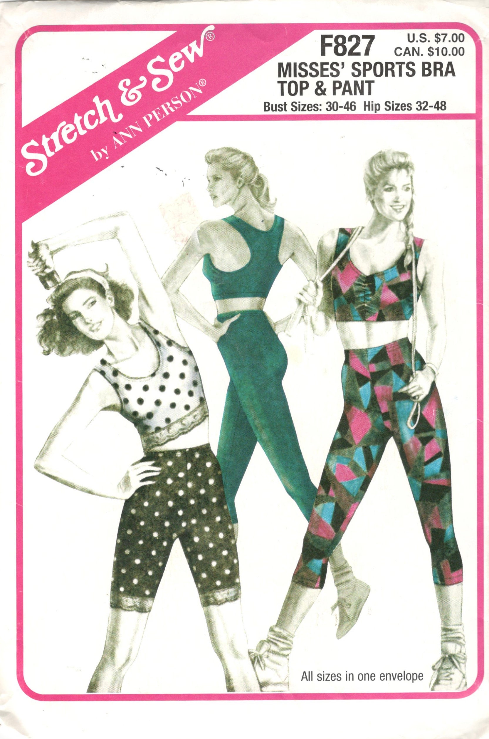 Sports Top Racer Back Pattern Stretch & Sew 307 F827 Misses Racer Back Sports Bra Tops and Pants ...