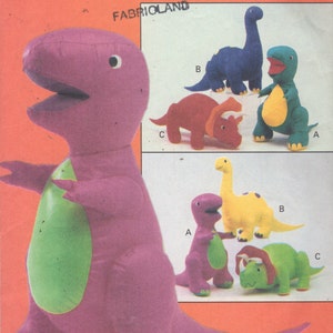 Butterick 6870 Three Dinosaurs Pattern T Rex Brontosaurus Triceratops Soft Sculpture Vintage Sewing Pattern 15 - 24 Inches UNCUT