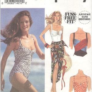 Simplicity 8488 Misses Draped One Piece Swimsuit Wrap Skirt Pareo Pattern Womens Vintage Sewing Pattern Size 8 10 12,14 16 18 Or 20 22 24 image 3