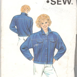 Kwik Sew 1643 1980s Misses Button Front Jeans Jacket Pattern
