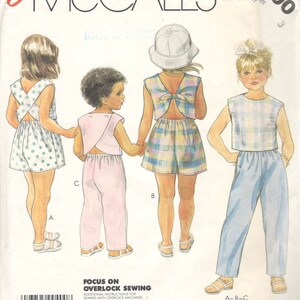 McCalls 2500 EASY Toddlers Summer Crop Tops Pull On Shorts and Pants Pattern Size Childs Girls Sewing Pattern Size 3 UNCUT