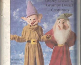 Simplicity 7736 1980s Mens Womens Dwarf Costume Pattern DOPEY GRUMPY Vintage Disney Sewing Size Small Or Medium