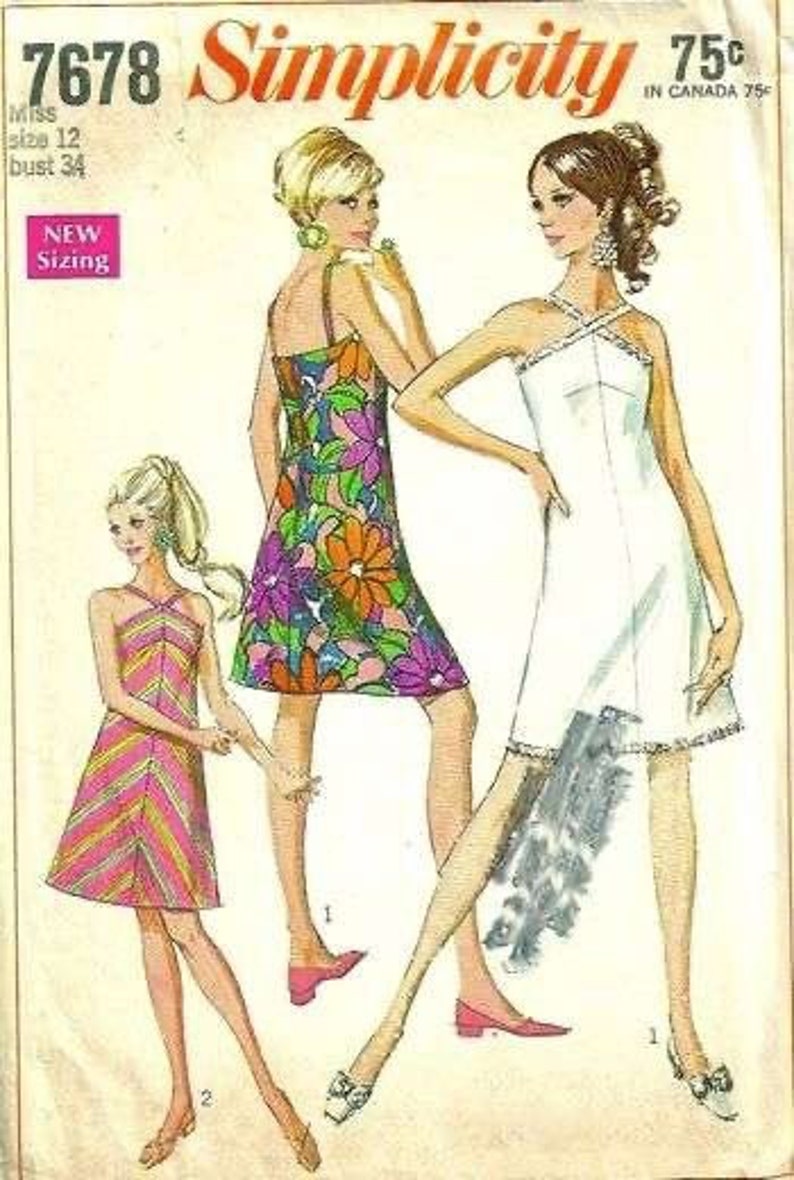 1960s Simplicity 7678 Misses Sleeveless Cocktail Dress Pattern Halter ...