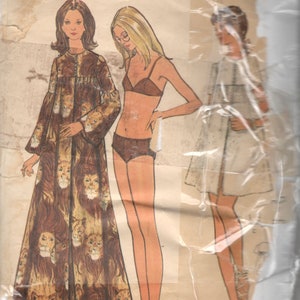 Butterick 6232 1960s Two Piece Swimsuit and Beach Robe Pattern Bell Sleeve Cover Up Bikini Womens Vintage Sewing Pattern Size 8 Bust 31