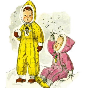 Kwik Sew 860 1970s Designer Toddlers Hooded Snowsuit Pattern Boys Girls Childs Vintage Sewing Pattern Size 1 - 2 - 3 UNCUT