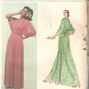 Vogue 1485 1970s Misses Dolman Sleeve Evening Dress and Cummerbund Pattern GALITZINE Womens Vintage  Sewing Pattern Size 12 Bust 34 UNCUT