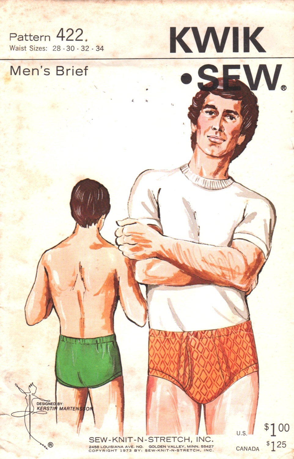 Kwik Sewing Pattern 422 Men's Underwear, Briefs, Shorts, Size 28-34, Uncut,  Vintage 1994