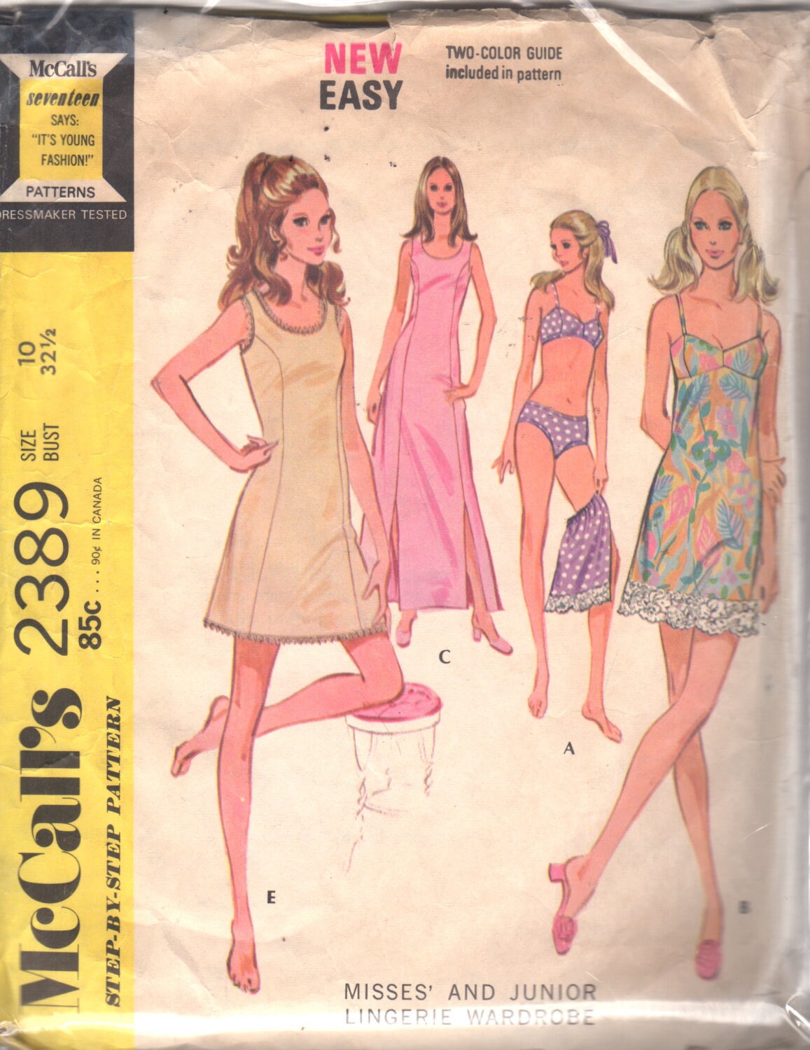 Mccalls 2389 1970s Misses Lingerie Pattern Panties Slip Bra