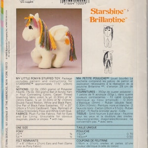 Butterick 3212 1980s My Little Pony Pattern STARSHINE 11 1/2 inches Vintage Stuffed Animal Sewing Pattern UNCUT image 3