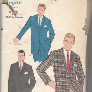 1950s Vogue 9445 Mens Sport Coat Pattern MAD MEN Adult Jacket | Etsy