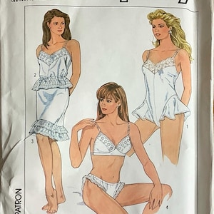 Simplicity 8946 1980s LINGERIE Pattern Bra Teddy Panties Camisole Slip Womens Vintage Sewing Pattern Size 6 Bust 30 Or 12 Bust 34 UNCUT