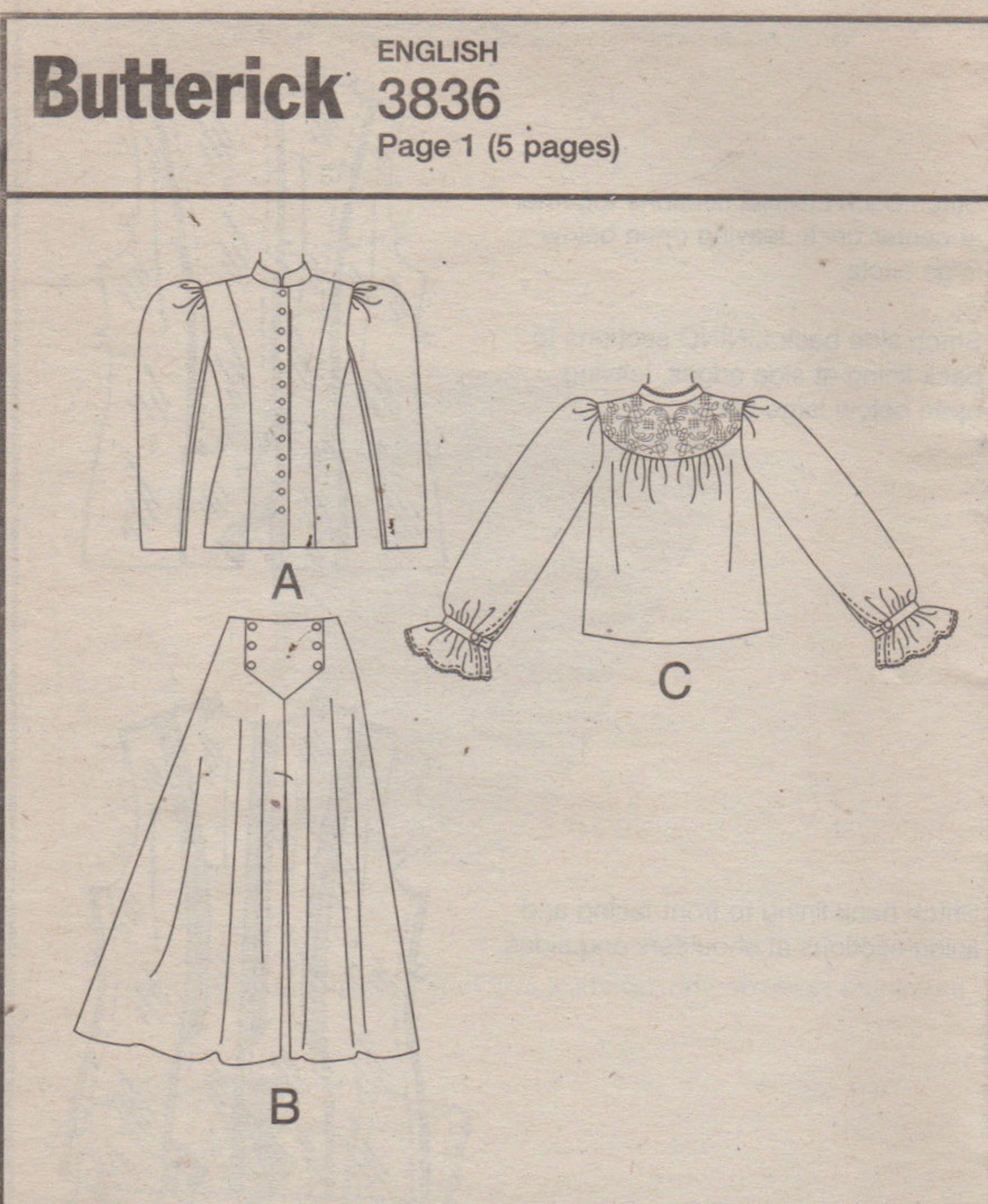 Butterick 3836 P141 Misses Riding Outfit Pattern Culotte Skirt - Etsy