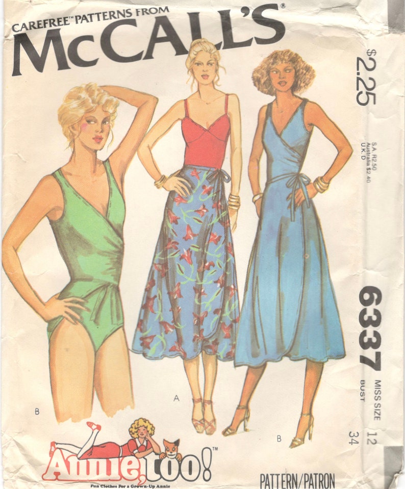 Mccalls 6337 1970s Misses Bodysuit and Wrap Skirt Pattern - Etsy