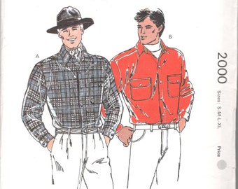 Vintage 1990s Mens Button Front Shirt Pattern Shirt Tail Hem Shirt Jacket Kwik Sew 2000 Sewing Pattern Size SM M Lg XL Chest 34 - 48 Uncut