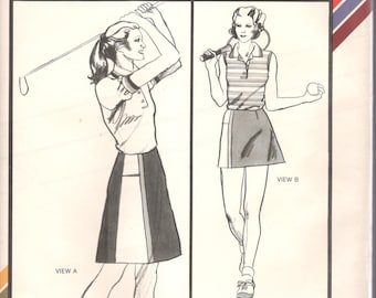 1980s Stretch & Sew 415 Golf Skirt Tennis Skirt with Attached Panties Pattern Color Block Womens Vintage Sewing Pattern Hip 30 - 46 UNCUT