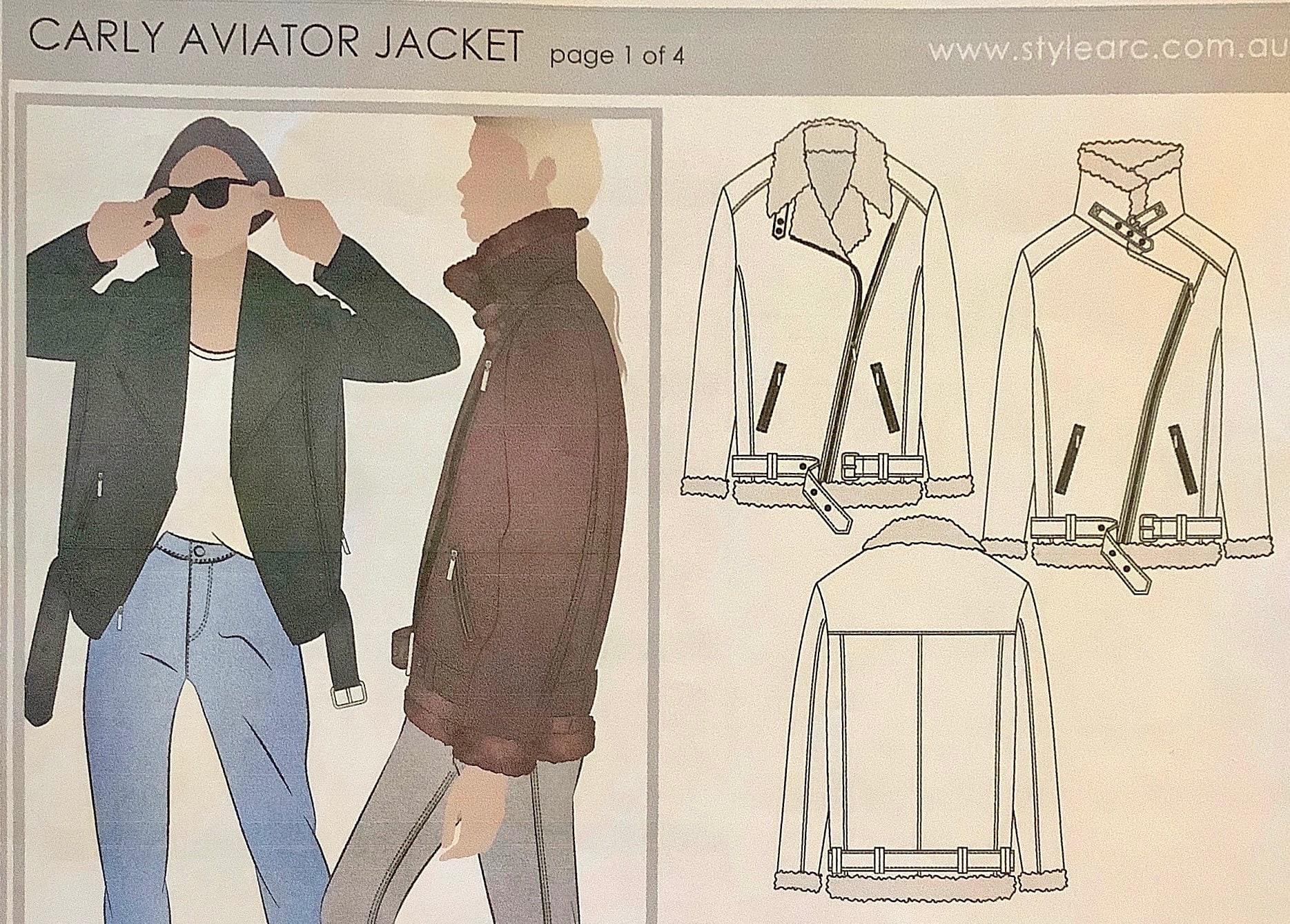 Stylearc Carly Aviator Jacket Zip Front Jacket Pattern Slightly