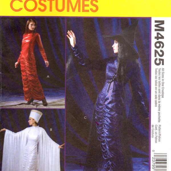 McCalls 4625 Misses Costume Pattern Egyptian Gothic Witch Cleopatra Nerfertiti Womens Sewing Pattern Size S M L XL Bust 31 - 44  UNCUT