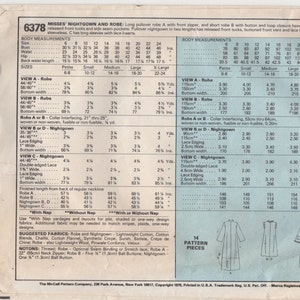 McCalls 6378 1970s Misses Nightgown and Robe Pattern Front Tucked Womens Vintage Sewing Pattern Size Small Bust 32 34 Or Extra Large image 2