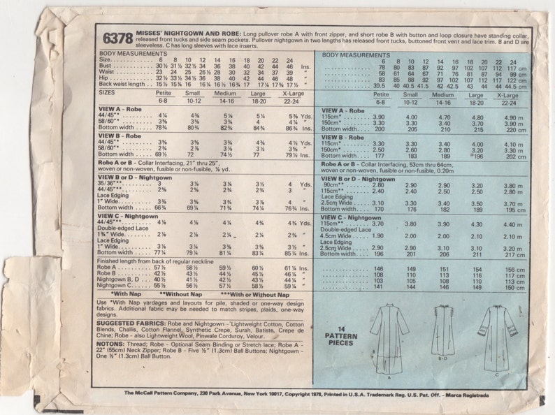 McCalls 6378 1970s Misses Nightgown and Robe Pattern Front Tucked Womens Vintage Sewing Pattern Size Small Bust 32 34 Or Extra Large image 2