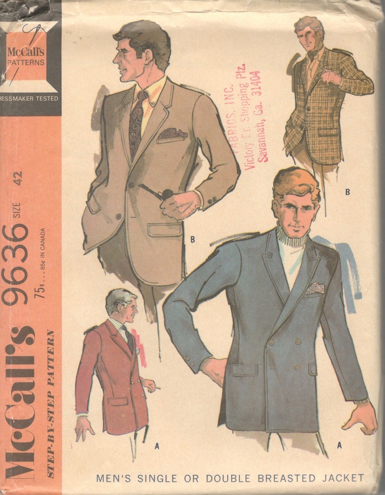 Mens Long Leather Coat Lace Up Back Vest McCalls 7821 Sewing Pattern 38 40 42 44