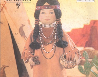 Vintage 90s UNCUT Vogue 9371  American Indian 18 Inch Doll Pattern Doll and Doll Clothes Designer Linda Carr Sewing Pattern