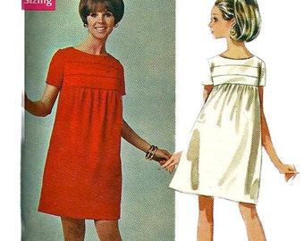 Butterick 4692 1960s Designer Gayle Kirkpatrick Middes Mod Dress Pattern Womens Vintage Sewing Pattern Size 10 Bust 32