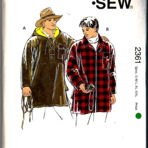 Kwik Sew 2361 Mens Pullover or Zip Front Hooded Jacket Pattern Adult Teen Sewing Pattern S M L XL XXl Chest 34 - 52 UNCUT