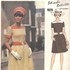 Vogue 1929 1960s Belinda Bellville Misses Designer Couturier Dress Pattern  Womens Vintage Sewing Pattern Size 8 Bust  31